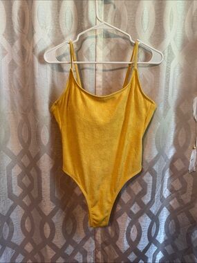 No Boundaries Yellow Textured One-Piece Swimsuit